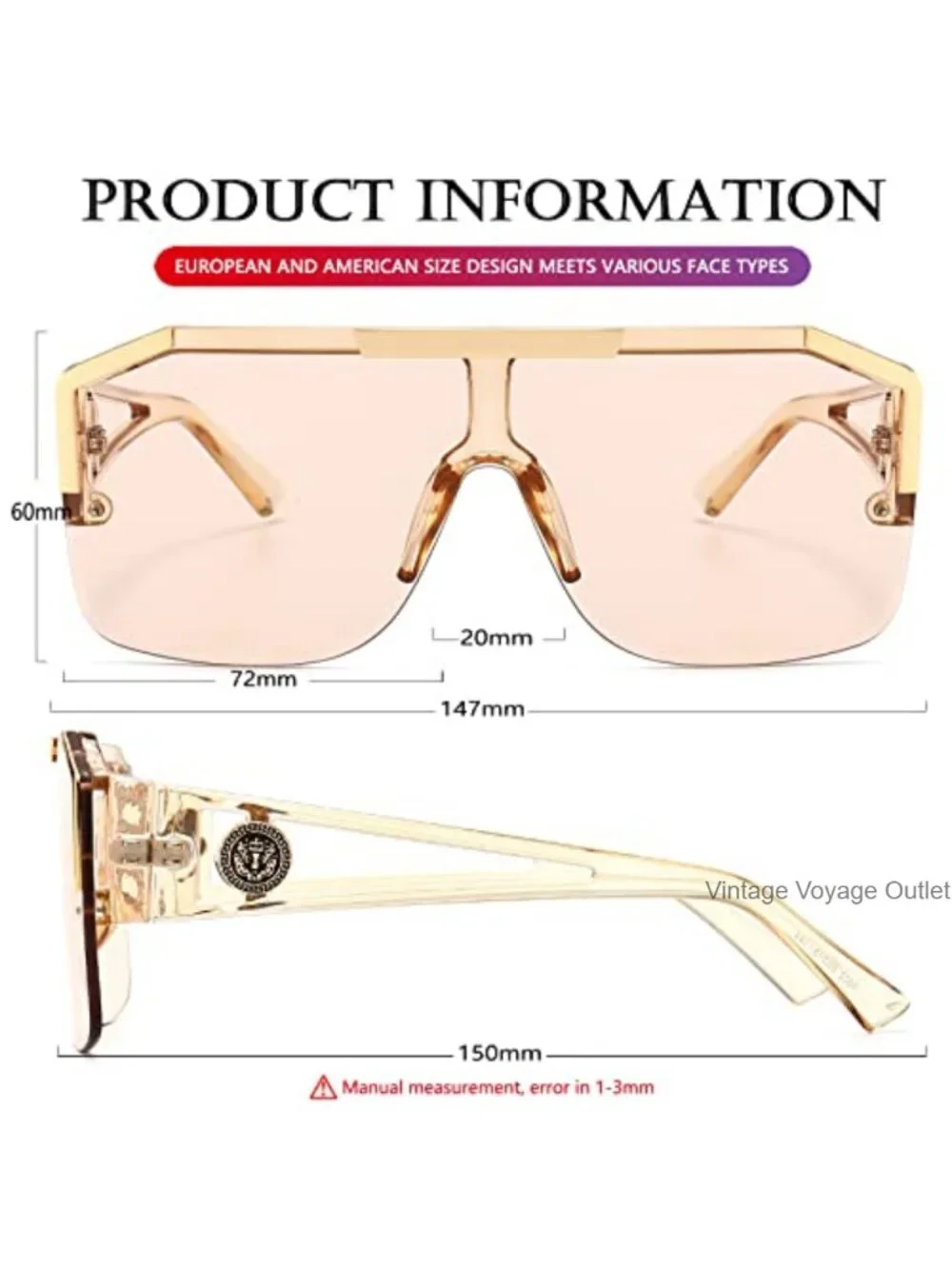 AIEYEZO Oversized Square Shield Sunglasses for Men Women Retro Style